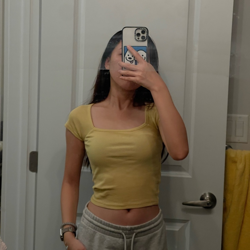 Madewell yellow crop top very soft! XS